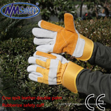 NMSAFETY cow split long cuff leather with double palm work leather glove